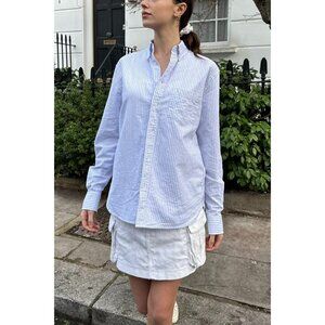 Brandy Melville  Women's Stephanie Pin Striped White Blue Button Down Shirt OS